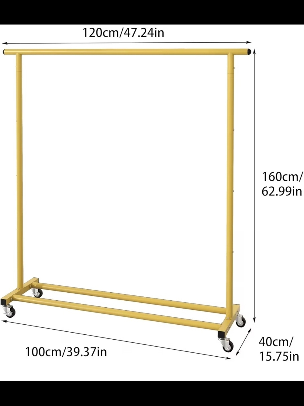 NIB Metal Rolling Clothing Rack Adjustable Freestanding Garment Organizer with W - Picture 2 of 3